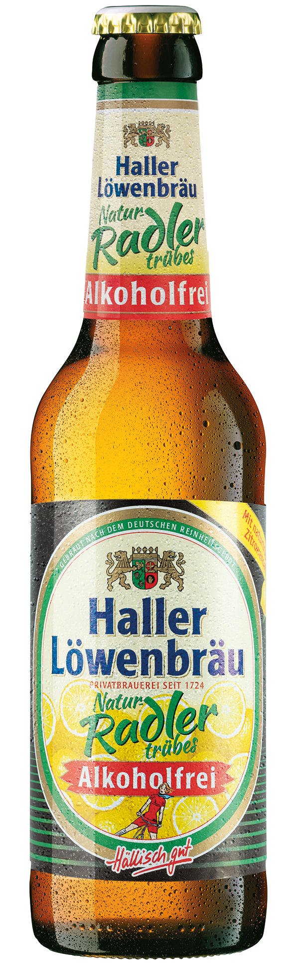 Haller Löwenbräu Natur Radler trübes Alkoholfrei 6x0,33 l